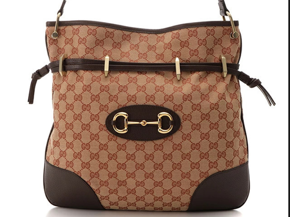 Gucci Horsebit Crossbody Bag Pink Beige Cream x Brown
